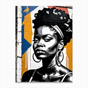 Vintage Graffiti Mural Of Beautiful Black Woman 9 Canvas Print