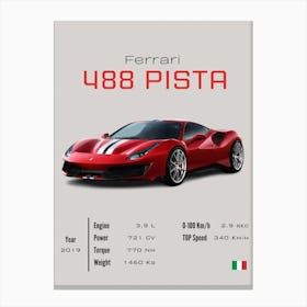 Ferrari 488 Pista 2019 Canvas Print