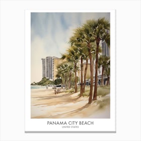 Panama City Beach 1 Watercolour Travel Poster Canvas Print