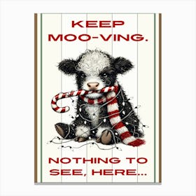 Funny Grumpy Christmas Cow Canvas Print