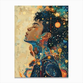 Whimsical Asian Man In Deep 4 Canvas Print