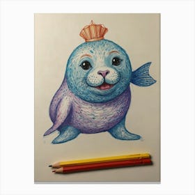 Seal With Crown Canvas Print