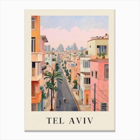 Tel Aviv Israel 4 Vintage Pink Travel Illustration Poster Canvas Print