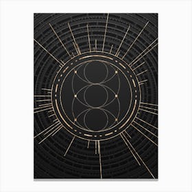 Geometric Glyph Symbol in Gold with Radial Array Lines on Dark Gray n.0140 Canvas Print