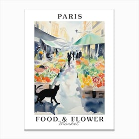 Food Market With Cats In Paris 2 Poster Canvas Print