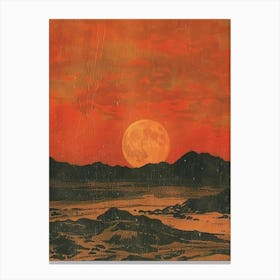 Moon Rises Over The Desert Canvas Print