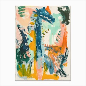 Abstract Group Of Dinosaurs Painting 1 Canvas Print