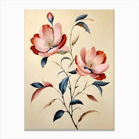 Pink Flowers On A Branch Canvas Print