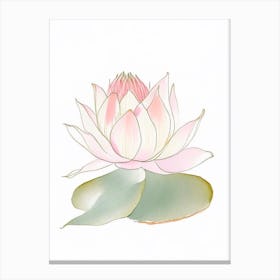 Sacred Lotus Pencil Illustration 4 Canvas Print