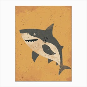 Cute Storybook Style Shark Muted Pastels 1 Canvas Print