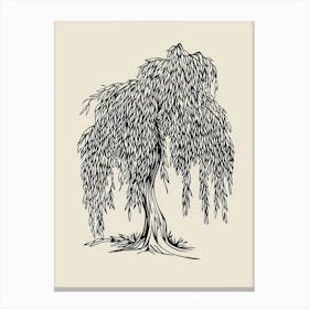 Willow Tree Minimalistic Drawing 1 Canvas Print