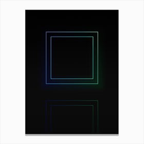 Neon Blue and Green Abstract Geometric Glyph on Black n.0243 Canvas Print