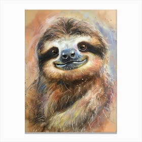 Sloth Pastel Watercolour 3 Canvas Print