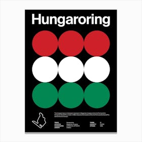 Mid Century Dark Hungaroring F1 Canvas Print