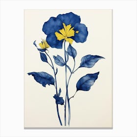 Blue Botanical Evening Primrose Canvas Print