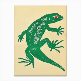 Forest Green Skinks Lizard Bold Block Colour 3 Canvas Print