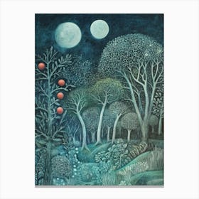 Moonlight In The Forest Art Canvas Print