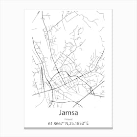 Jamsa,Finland Minimalist Map Canvas Print