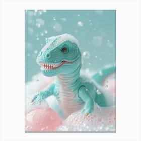 Pastel Toy Dinosaur In The Bubble Bath 2 Canvas Print
