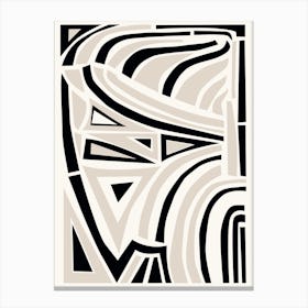 Abstract Irregular Shapes In Cream Black Off White Canvas Print