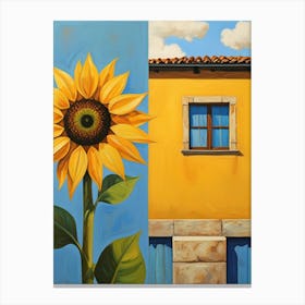 Sunflower In Front Of House Canvas Print