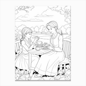 Line Art Inspired By The Luncheon On The Grass 1 Canvas Print