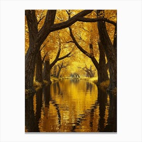 Autumn Trees In The River Canvas Print