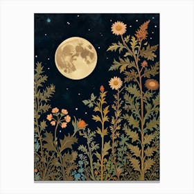 Moonlight In The Garden Style William Morris 6 Canvas Print