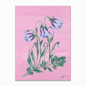 Little Blue Bells On Pink Canvas Print