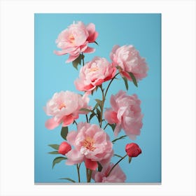 Peonies on Blue Canvas Print