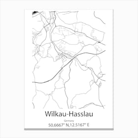 Wilkau Hasslau,Germany Minimalist Map Canvas Print