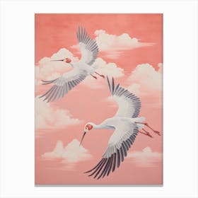 Vintage Japanese Inspired Bird Print Crane 1 Canvas Print