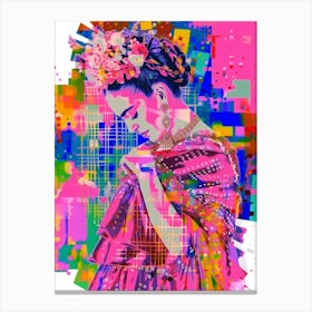 Frida Kahlo, Neon Pop Art Artprint Canvas Print