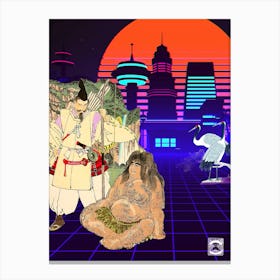 Asian Folklore - Synthwave Space: ukiyo-e #4 Canvas Print