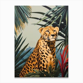 Cheetah 2 Tropical Animal Portrait Canvas Print