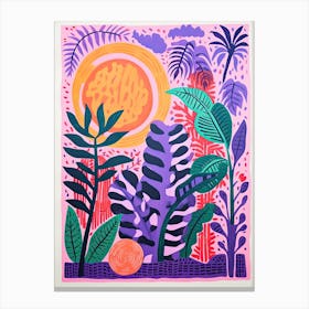 Colourful Botanical Risograph Style 35 Canvas Print