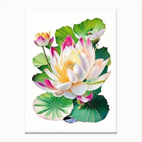 Lotus Flowers In Park Decoupage 6 Canvas Print