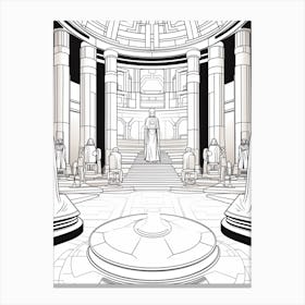 The Jedi Temple (Star Wars) Fantasy Inspired Line Art 1 Canvas Print