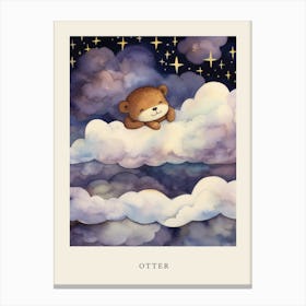 Baby Otter 2 Sleeping In The Clouds Nursery Poster Canvas Print