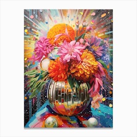 Disco Ball And Peonies Still Life 5 Canvas Print