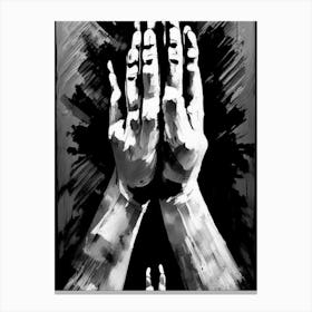 Prayer Hands Symbol Black And White Painting Canvas Print