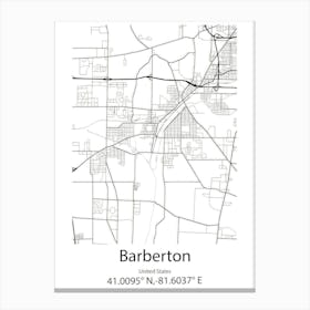 Barberton,United States Minimalist Map 1 Canvas Print