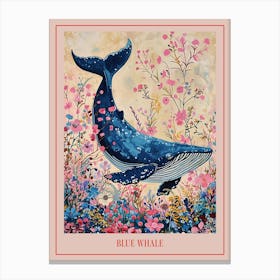 Floral Animal Painting Blue Whale 1 Poster Canvas Print