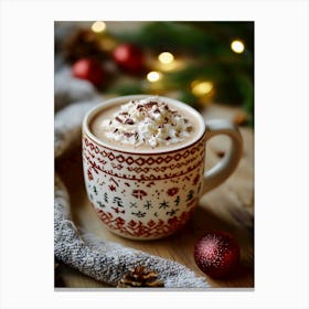 Christmas mug with hot chocolate Canvas Print