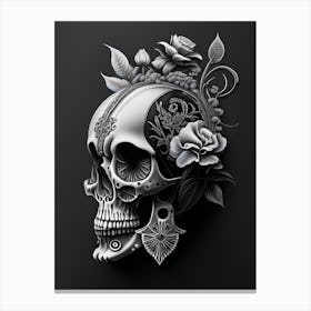 Skull With Floral Patterns Pastel Stream Punk Canvas Print