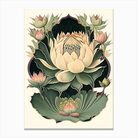 Lotus Floral 2 Botanical Vintage Poster Flower Canvas Print