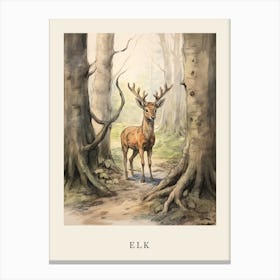 Beatrix Potter Inspired  Animal Watercolour Elk 4 Canvas Print