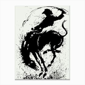 Dynamic Cowboy Rodeo Silhouette Art Canvas Print