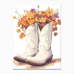 Cowboy Boots With Flowers Canvas Print