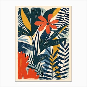 Botanical Tropical Leaves Groovy 4 Canvas Print